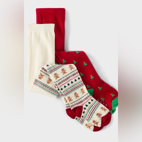 Gymboree Girls Christmas Tights 2-Pack - Holiday Express - Multi size 2T-3T NWT - Picture 1 of 8